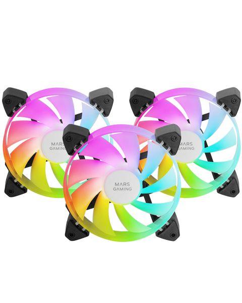 Kit de Ventoinhas MARS GAMING MF-3A (ARGB Rainbow 360º - Preto), imagem 1