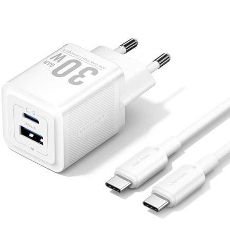 Carregador de Parede VENTION TZ-FEQW0-EU-01 (30 W - GaN - Branco)