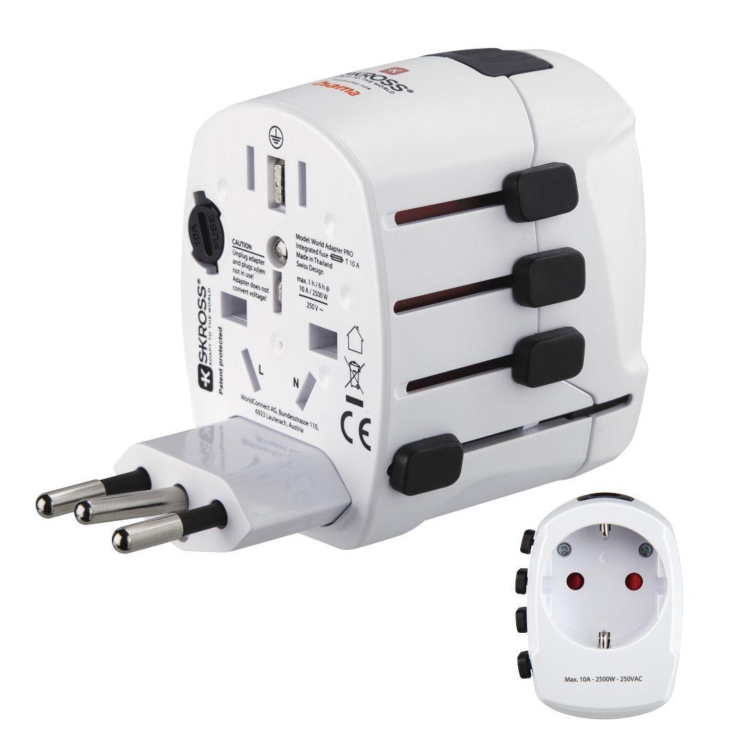 Adaptador Universal de Corrente de Viagem HAMA World Travel Pro (Branco) — miniatura 2