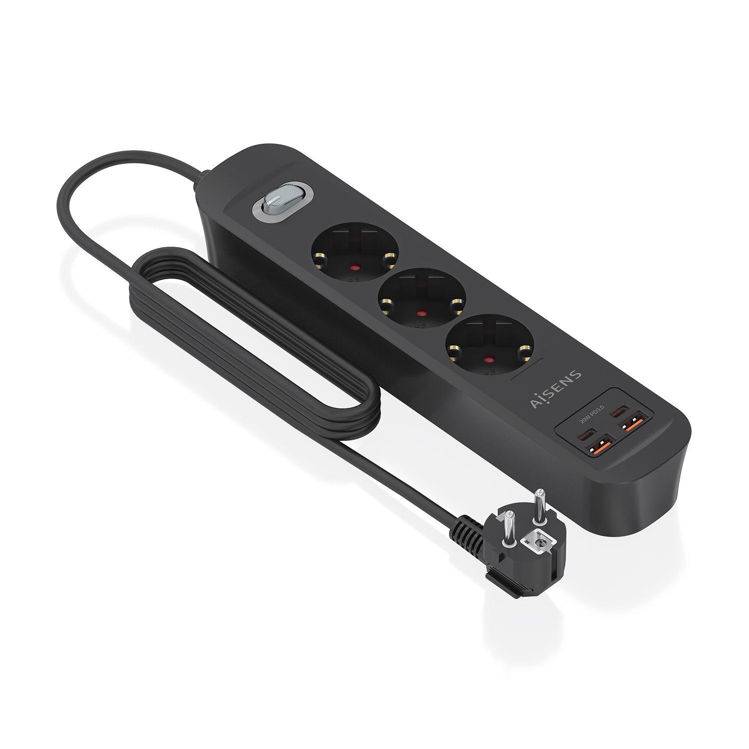 Régua de Tomadas AISENS ASPS-2A2C11-BK (1,4 m - Tipo F - Preto), miniatura 2