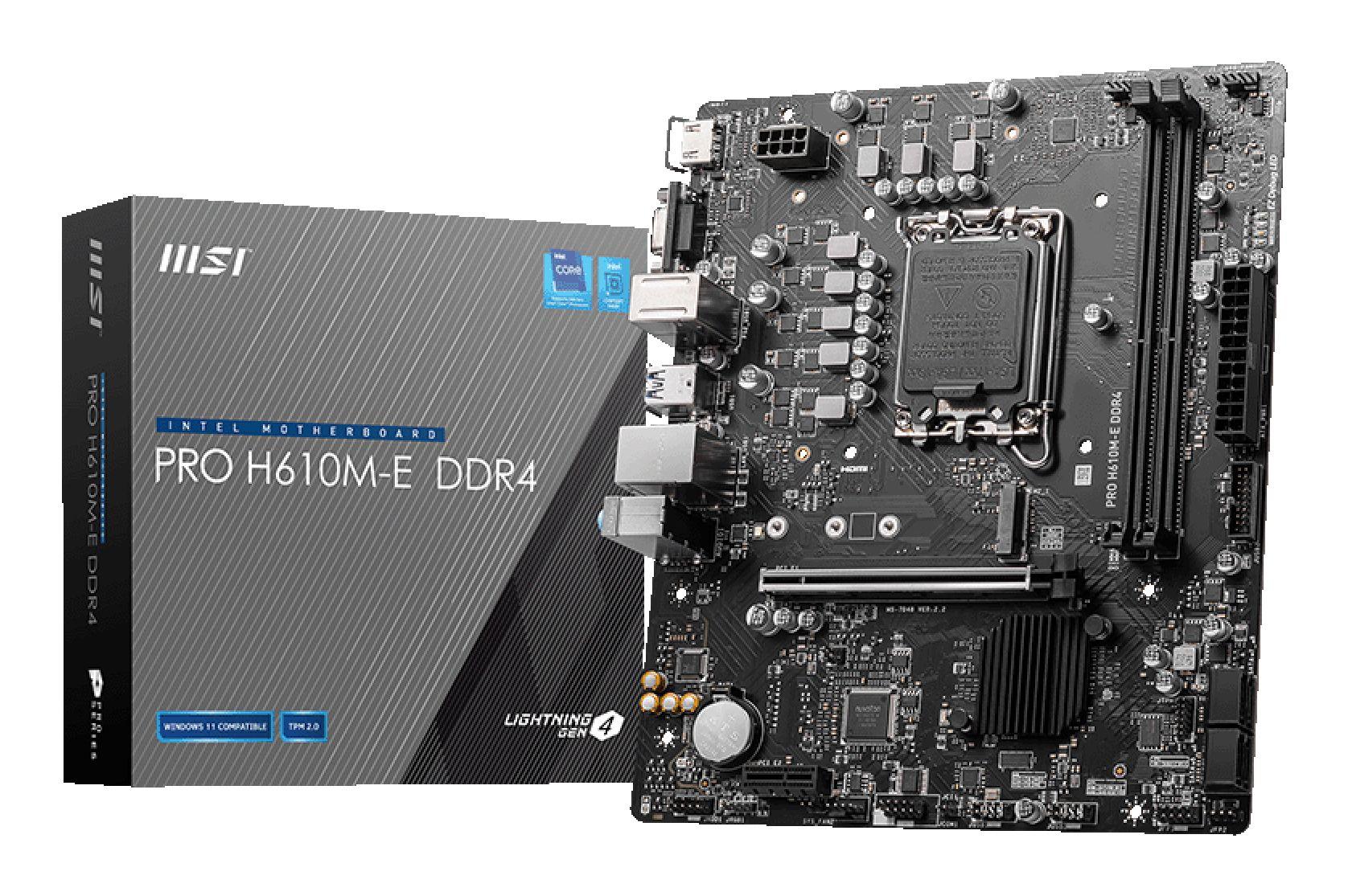 Motherboard MSI PRO H610M-E DDR4 (LGA 1700 - micro ATX - Duplo canal)