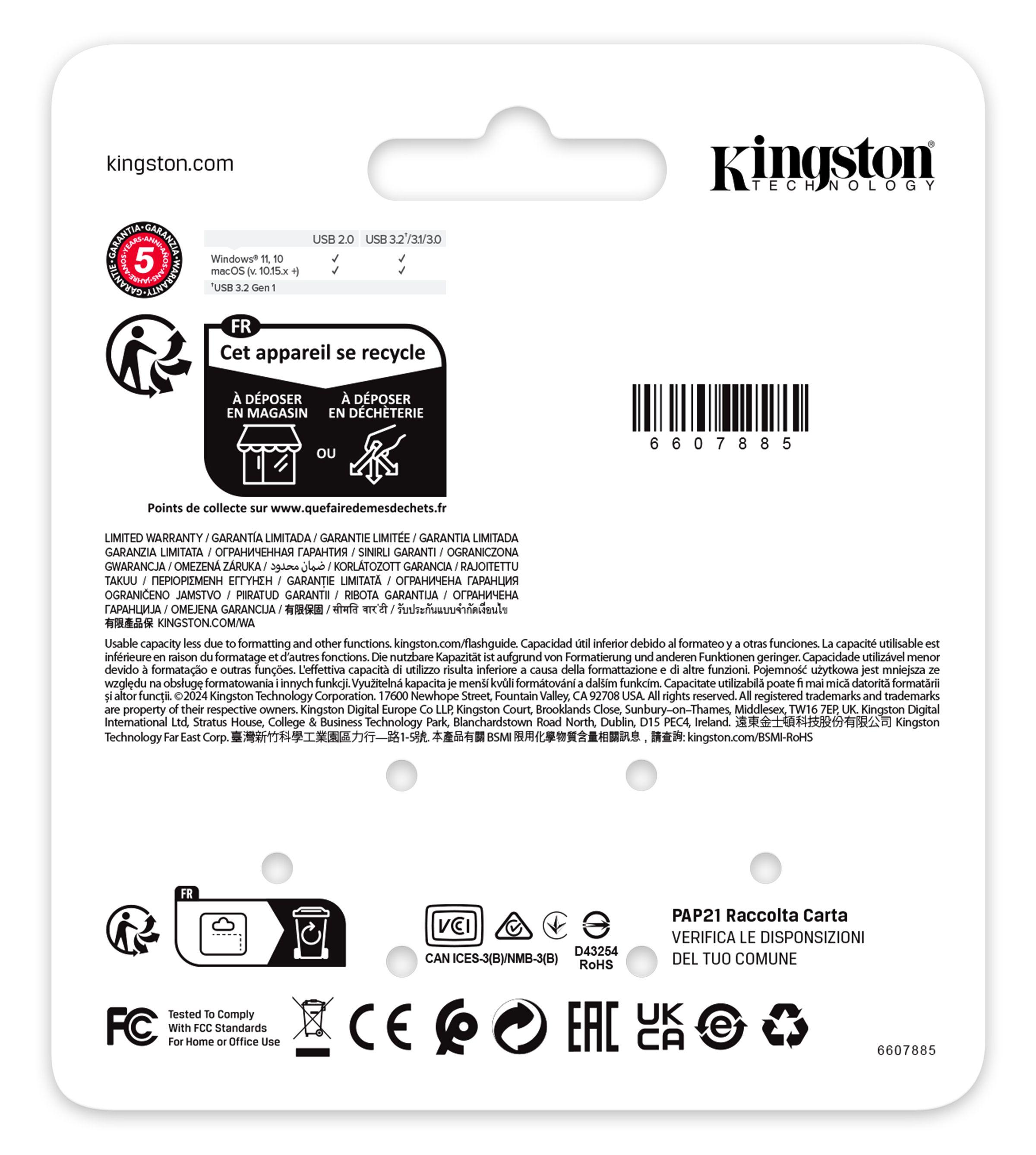 Pen USB KINGSTON DataTraveler SE9 G3 (128GB - USB Type-A - 3.2 Gen 1 - Preto) — miniatura 4