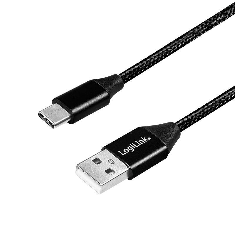 Cabo USB LOGILINK CU0139 (0,3 m - USB-A - USB-C - Preto)