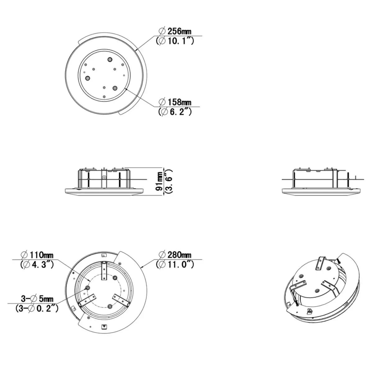 Suporte Encastrável de Teto para Câmaras Dome UNIVIEW UV-TR-FM180-IN (280 mm - Branco), miniatura 2