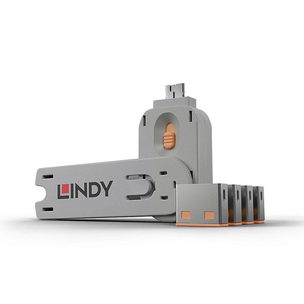 Bloqueador de Porta USB LINDY 40453 (USB Tipo A - Laranja)