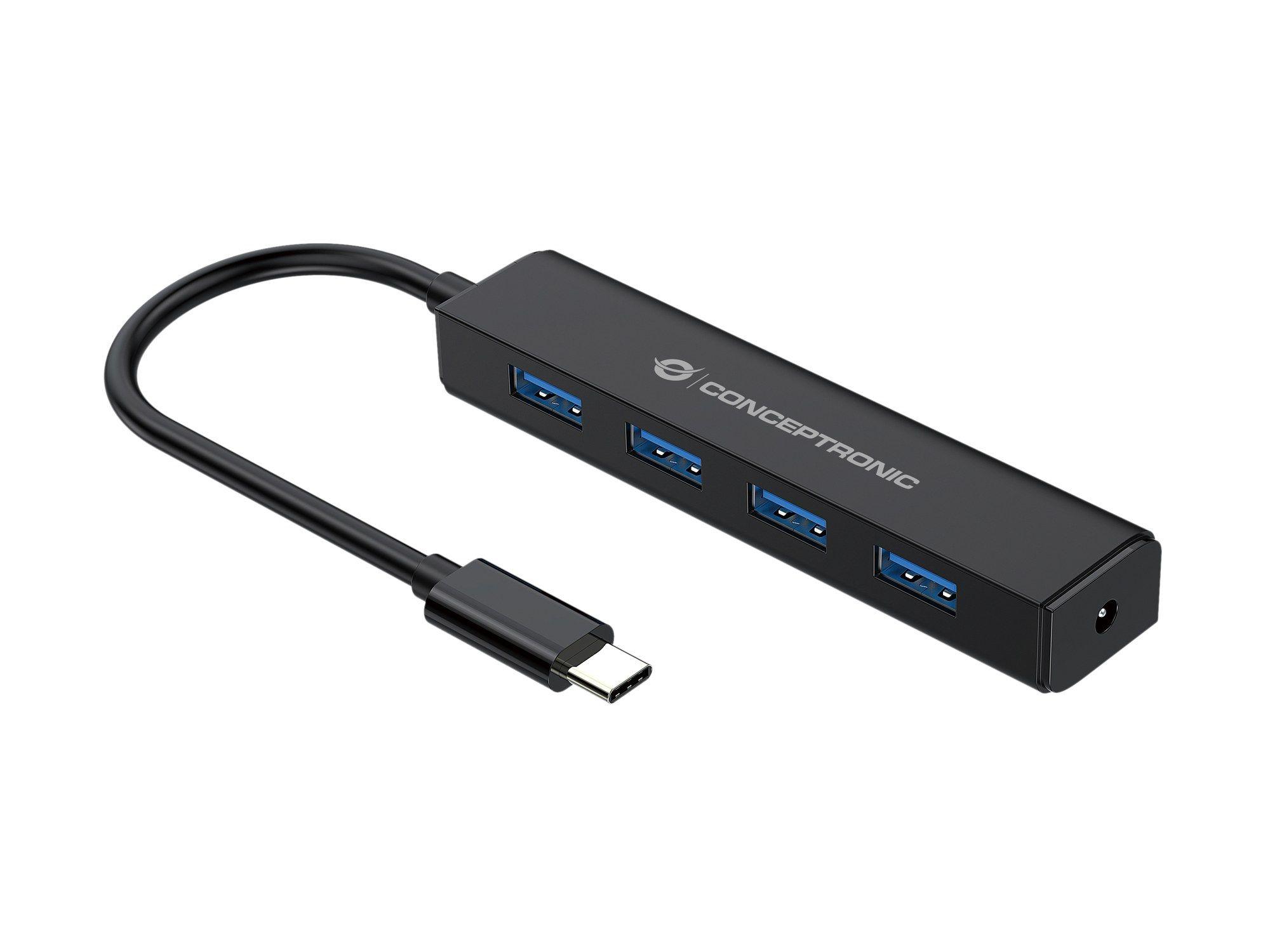 Hub USB-C CONCEPTRONIC CTC4USB3 (0,15 m - Preto)