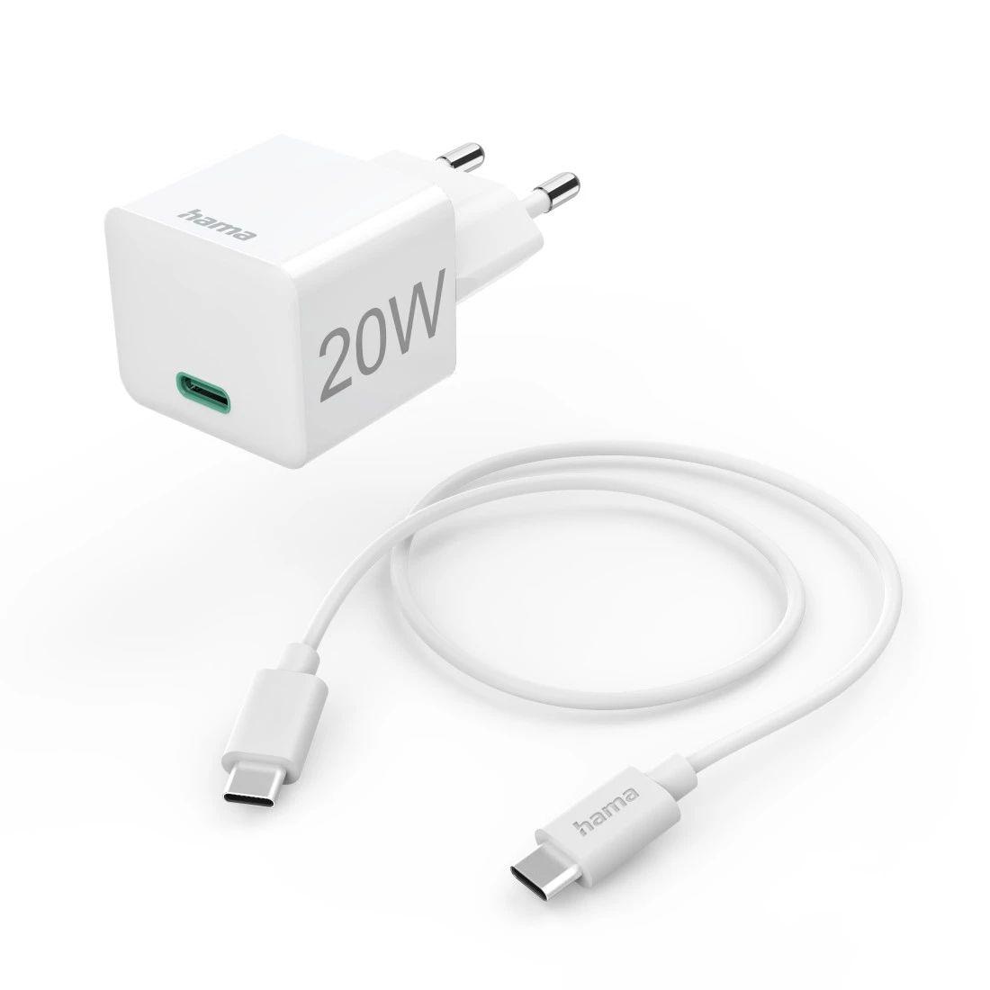 Carregador de Dispositivos Móveis HAMA 00201675 (USB-C para USB-C - Corrente alternada - Branco)