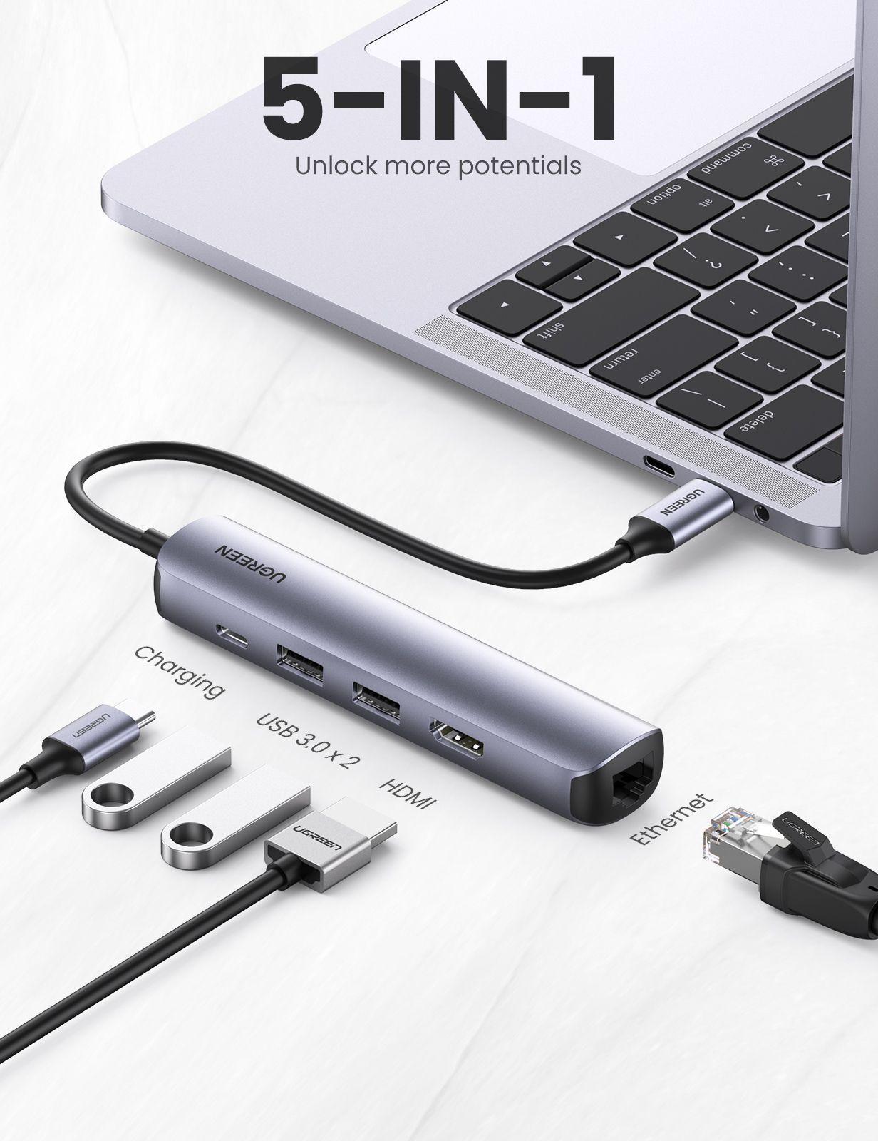 Hub USB-C UGREEN CM418 (USB 3.2 Gen 1 Type-C - Cinzento) — miniatura 2