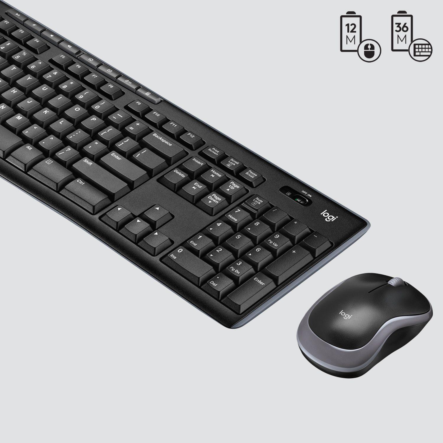 Conjunto Teclado e Rato LOGITECH MK270 (Estados Unidos - Tamanho completo - RF Wireless - Preto) — miniatura 5