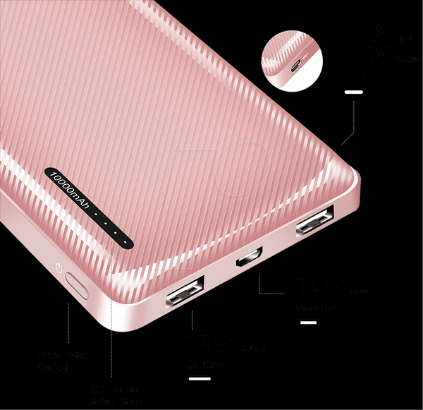Powerbank LOGILINK PA0328RRF (10000 mAh - 2 portas USB-A - Rosa-dourado), miniatura 4