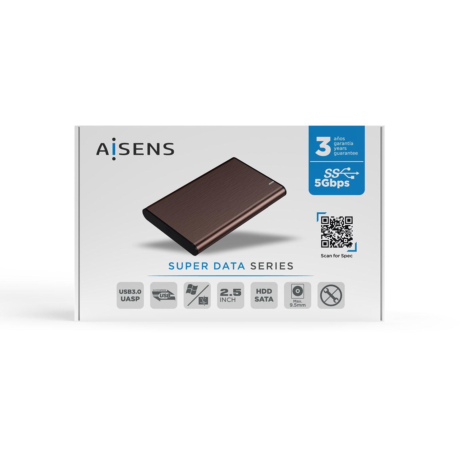 Caixa Externa AISENS ASE-2525BWN (2.5" - 4200 RPM, 5400 RPM, 7200 RPM - Castanho), miniatura 6