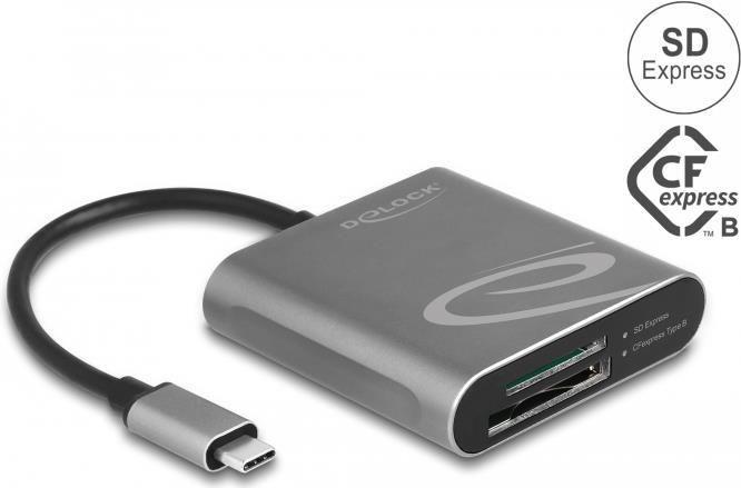Leitor de Cartões de Memória DELOCK 91000 (USB Type-C - SD Express e CFexpress)
