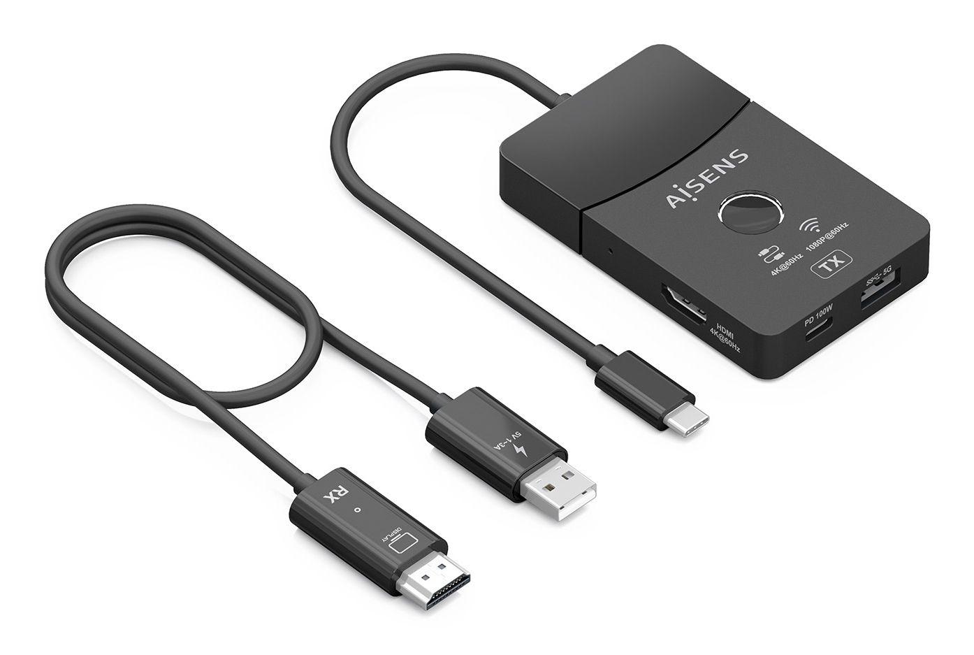 Base de Ligação USB-C AISENS ASWL-H2KDC30M05-BK (0,2 m - Preto)