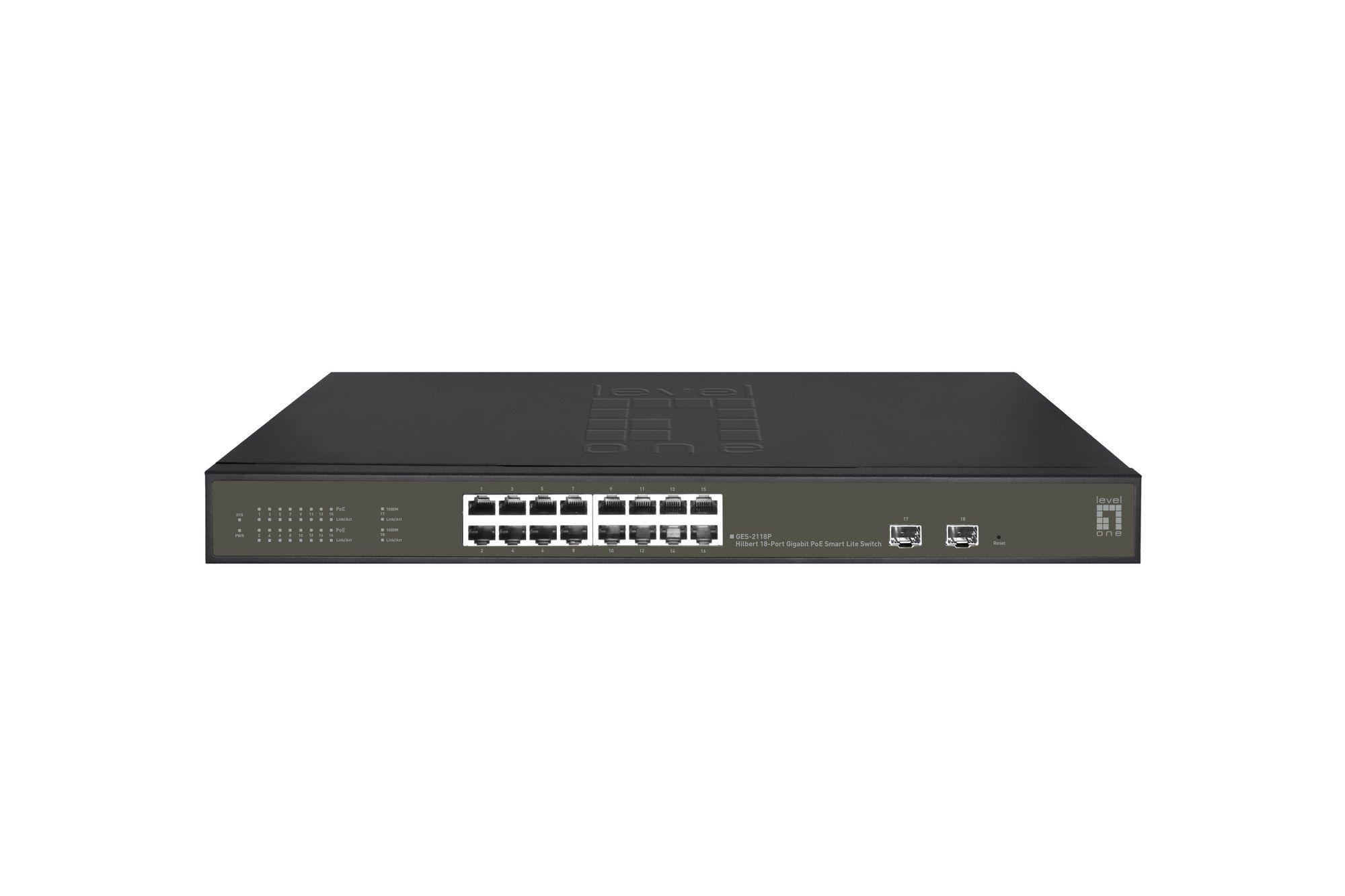 Switch LEVELONE GES-2118P (Gigabit Ethernet - 4,1 MB - 36 Gbit/s - Preto)