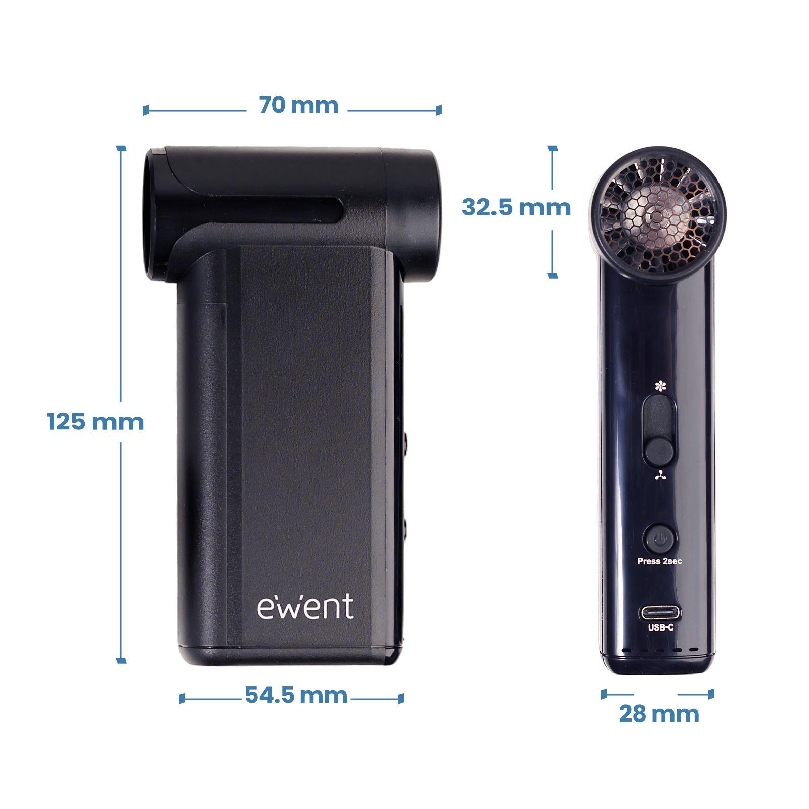 Soprador de Ar Elétrico EWENT EW5681 (130 W - USB - 2x 18650 2500 mAh - Preto) — miniatura 2