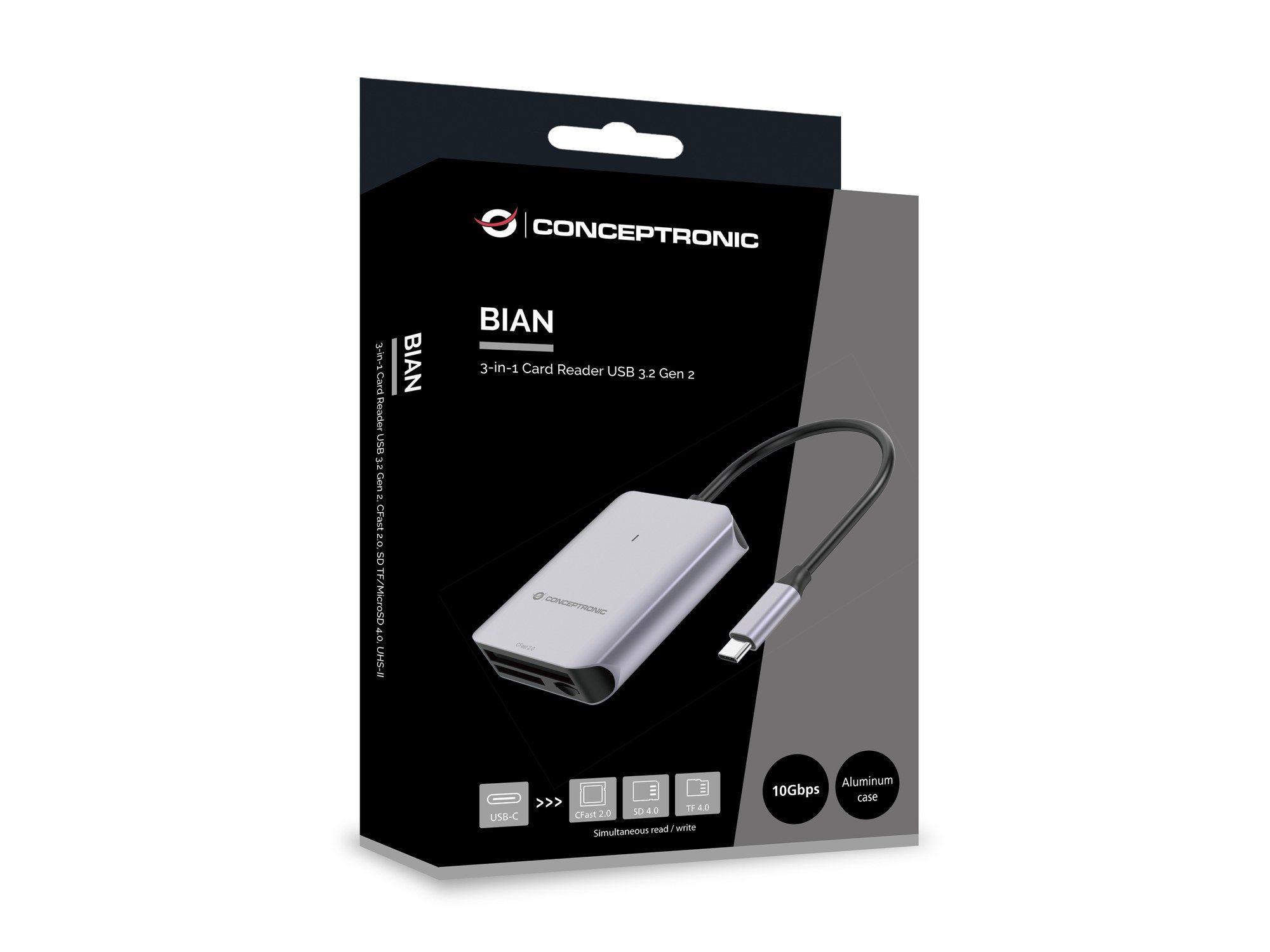 Leitor de Cartões de Memória CONCEPTRONIC BIAN09G (USB 3.2 Gen 2 Type-C - Cinzento), miniatura 5