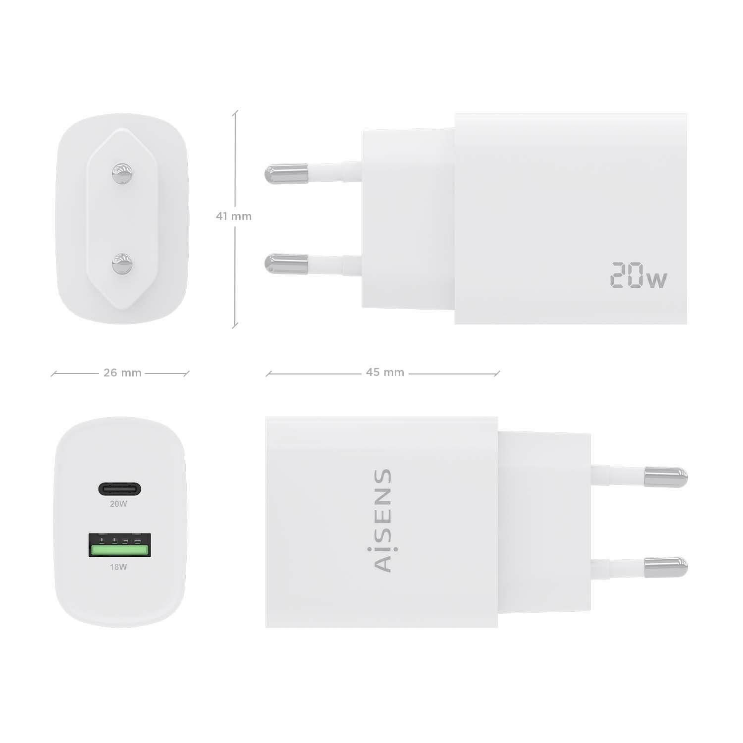 Carregador de Parede AISENS A110-0754 (20 W - Branco), miniatura 4