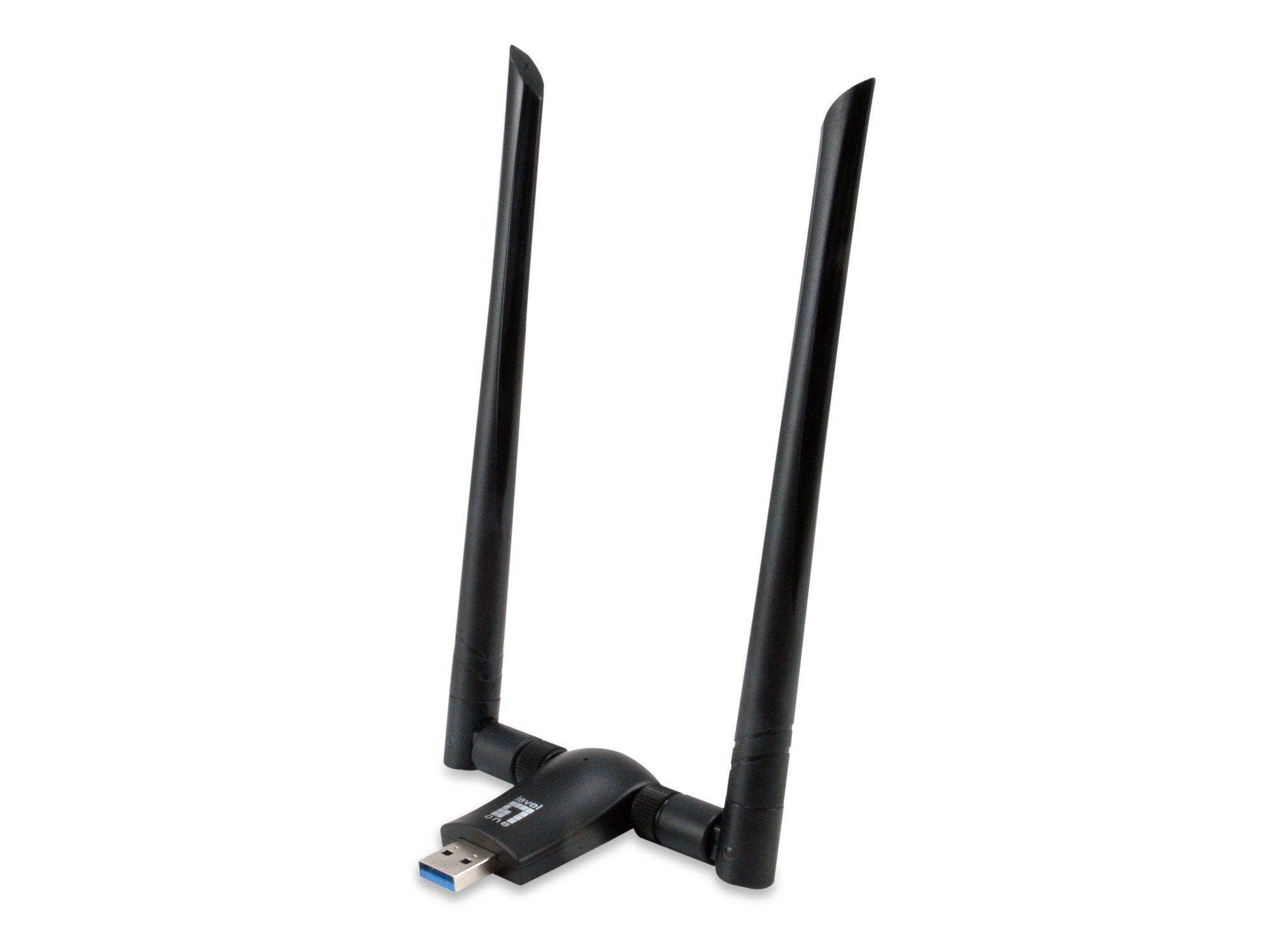 Adaptador USB Wi-Fi LEVELONE WUA-1810E (Wi-Fi 5 - 867 Mbit/s - Banda dupla - Preto)