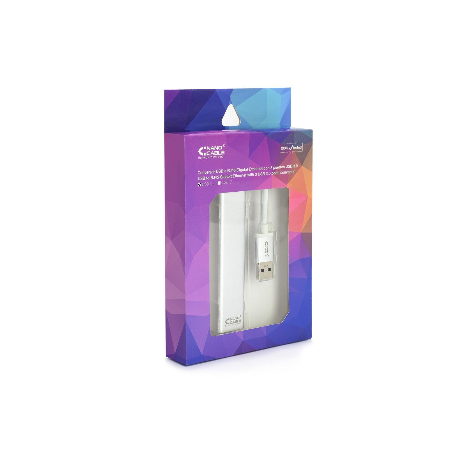 Adaptador USB para Ethernet NANOCABLE 10.03.0403 (Ethernet - USB - 1000 Mbit/s - Prateado) — miniatura 3