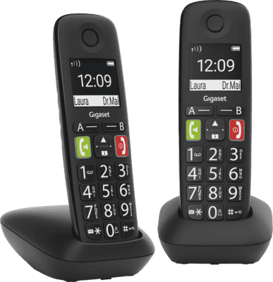 Telefone Sem Fios GIGASET E290 Duo (10 h - Preto)