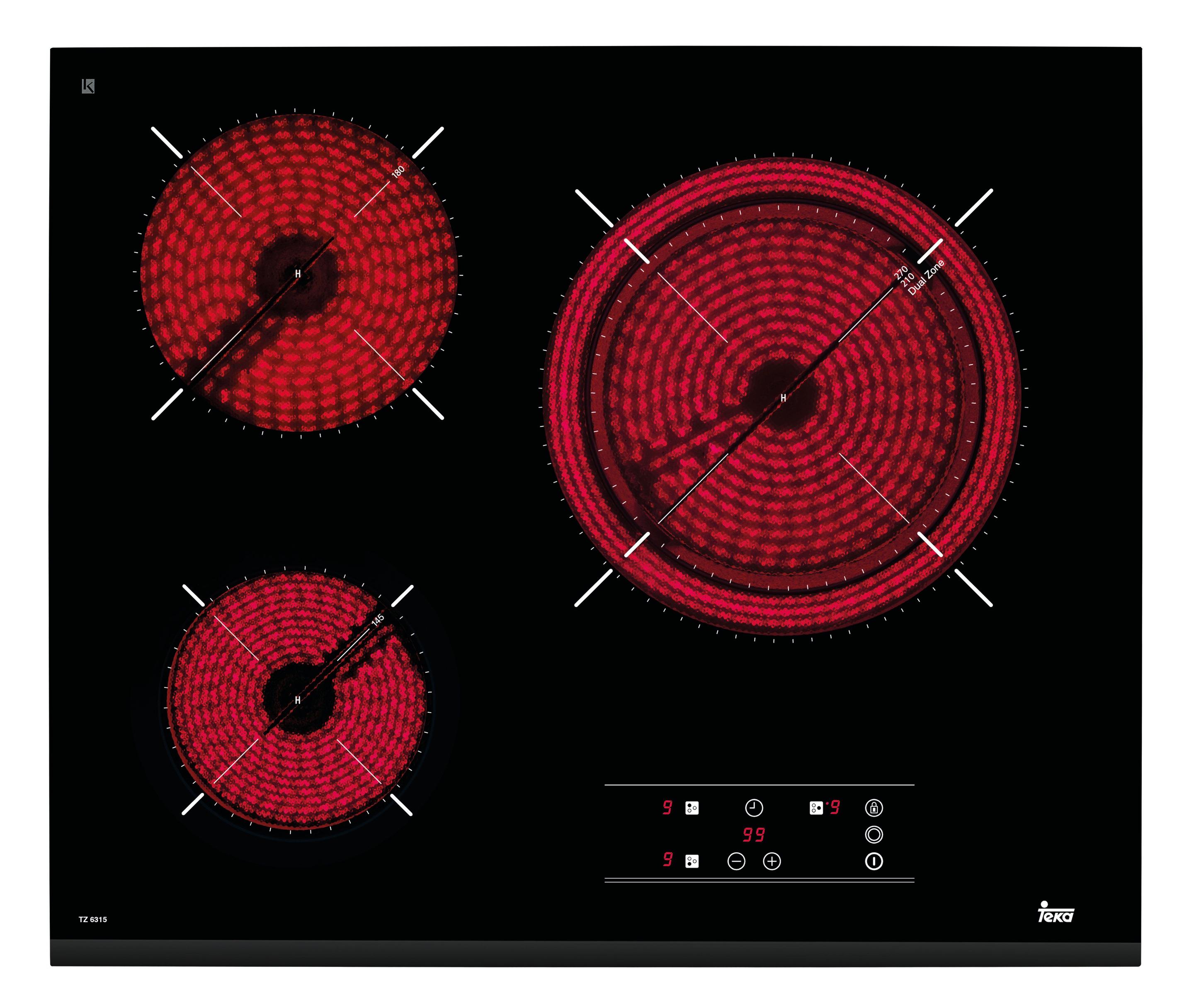 Placa Vitrocerâmica Encastre TEKA TZ 6315 (3 zonas - 5400 W - Vidro - Preto)