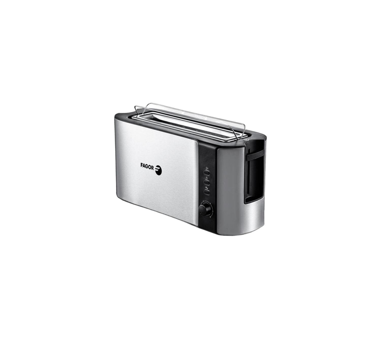 Torradeira FAGOR Bigtoast Steel 6 (1000 W - 2 fatias - Aço inoxidável - Preto/Inox)