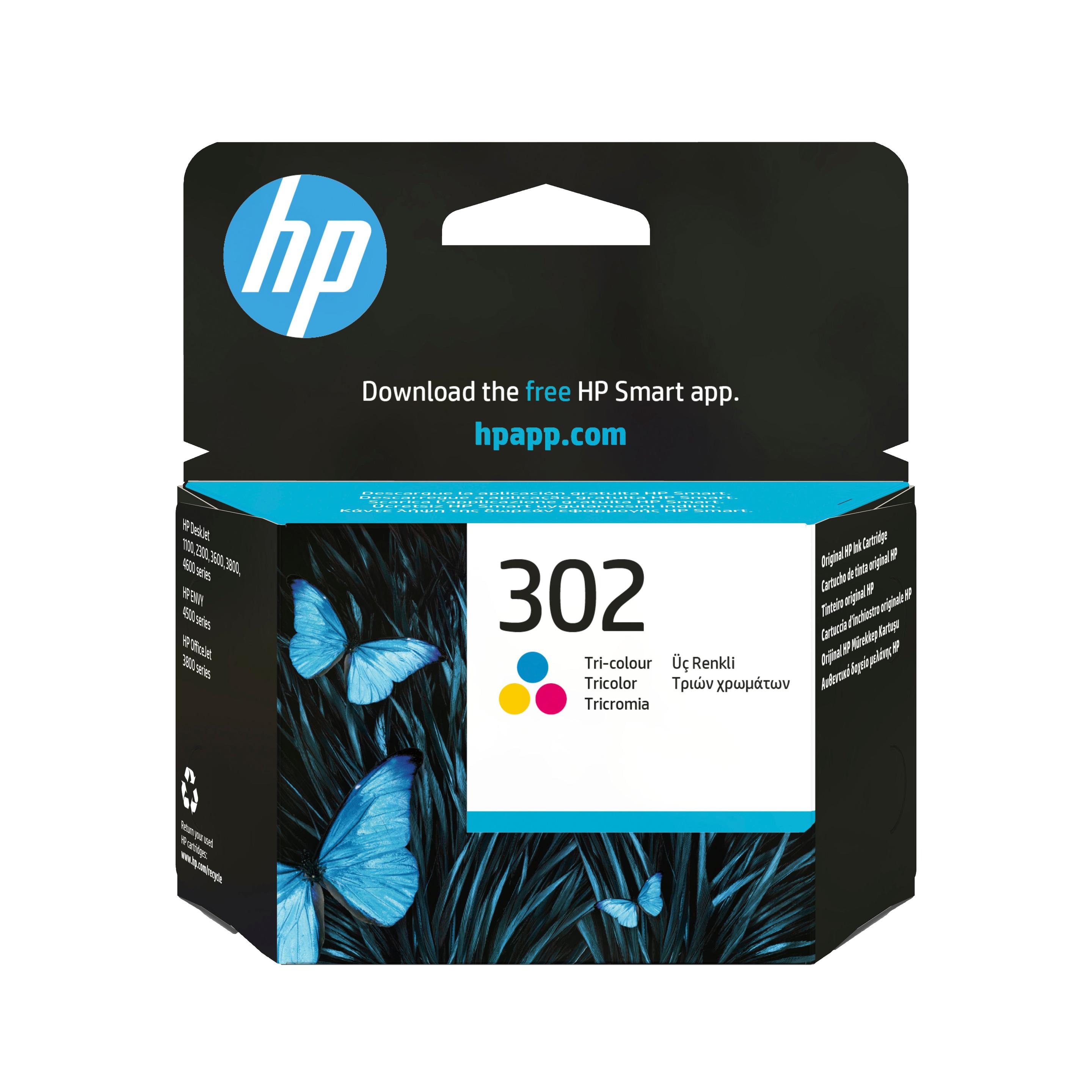Tinteiro HP 302 (150 páginas - Ciano, Magenta e Amarelo)