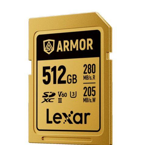 Cartão de Memória LEXAR Professional ARMOR GOLD 512GB (512GB - Até 280 MB/s - Dourado)