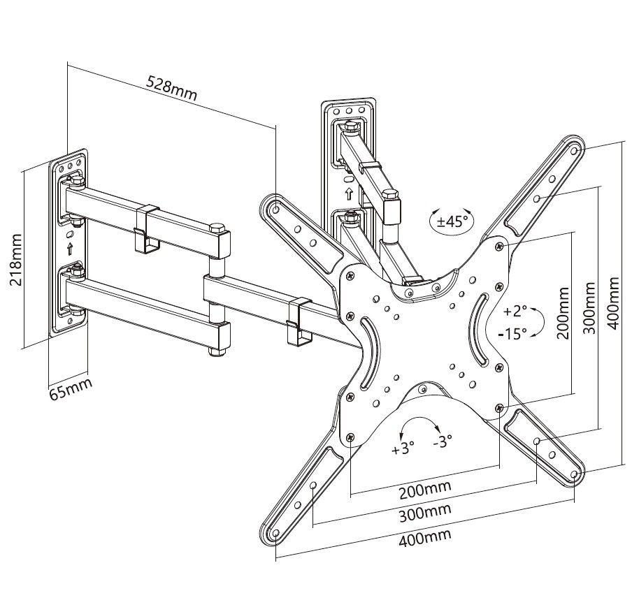 Suporte de Parede TV de Canto EQUIP 650328 (23-55" - VESA 400x400 - 45 kg - Preto), miniatura 7