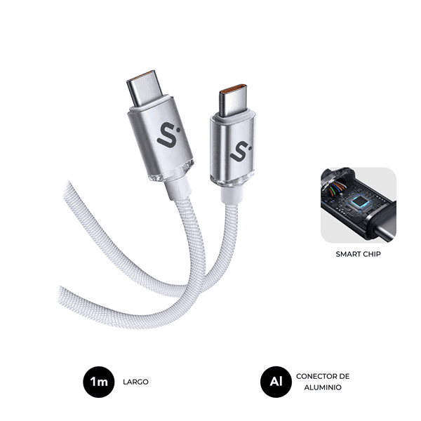 Cabo USB-C SUBBLIM Optimus (1 m - Branco)