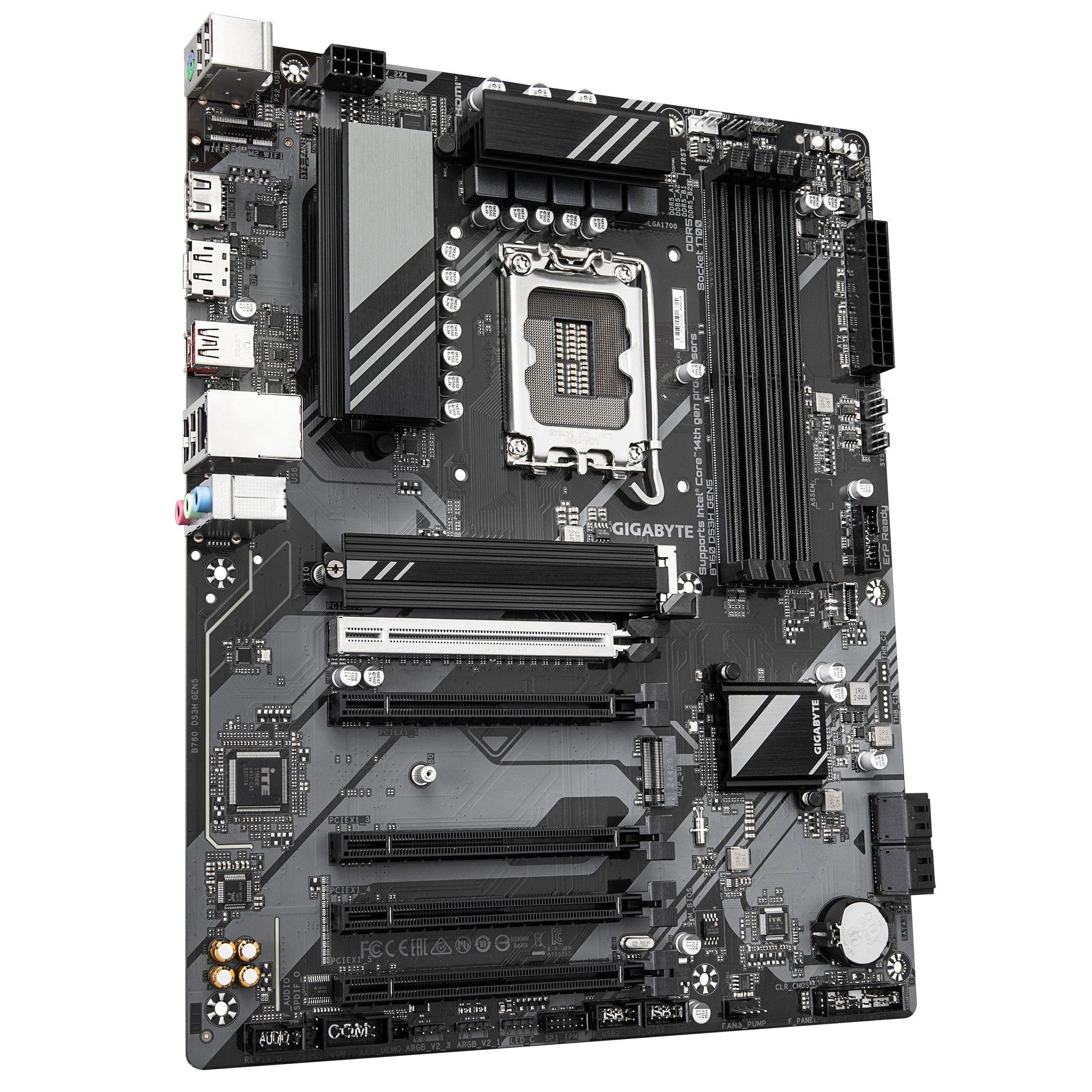 Motherboard GIGABYTE B760 DS3H GEN5 (LGA 1700 - ATX - Duplo canal - Castanho escuro), miniatura 3
