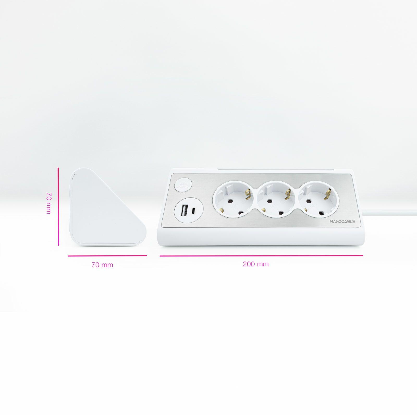 Bloco de Tomadas de Secretária NANOCABLE 10.37.0013-W (Branco) — miniatura 2