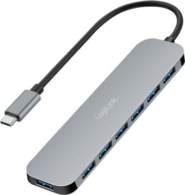Hub USB-C LOGILINK UA0457 (7 Portas USB-A - Alumínio)