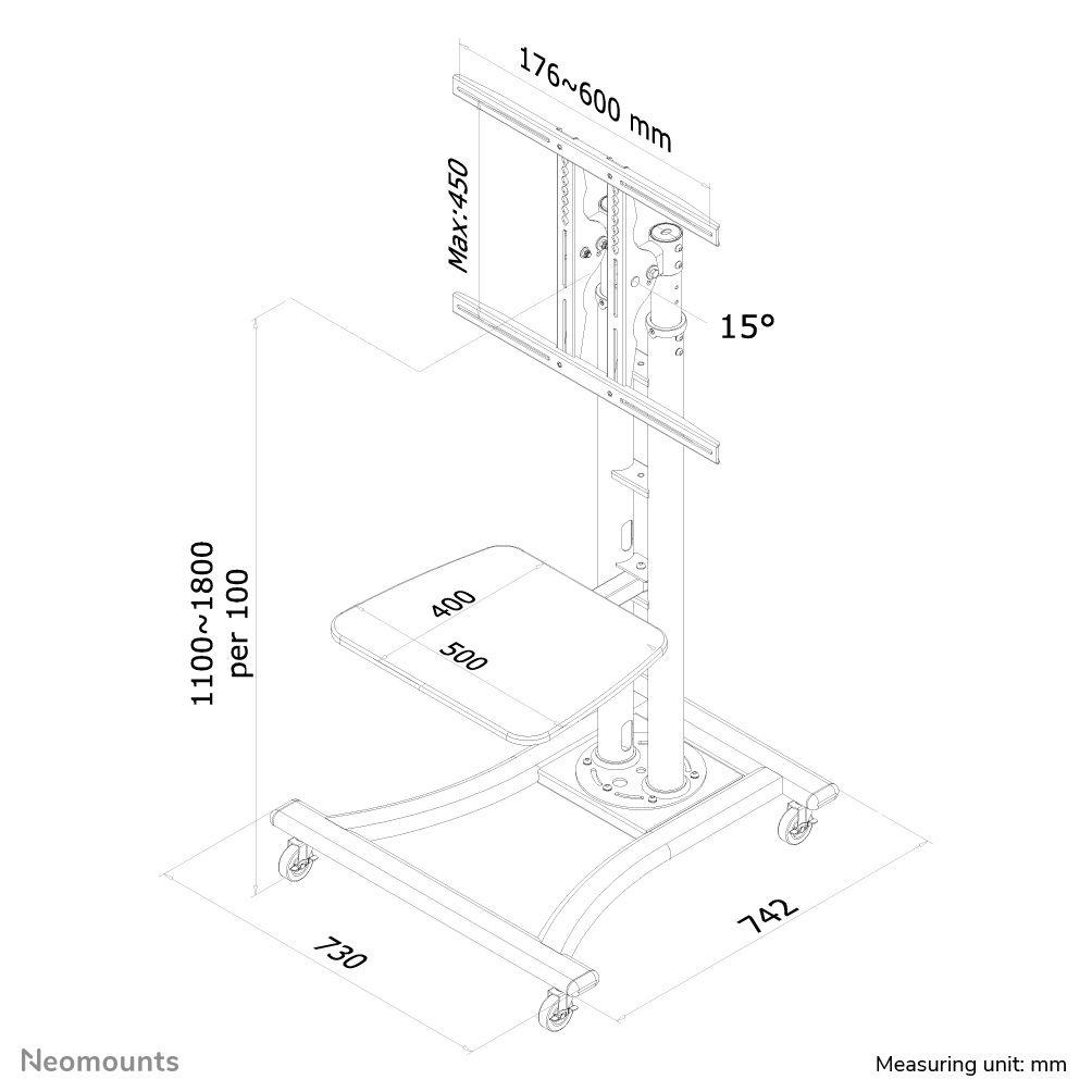 Suporte de Chão para TV NEOMOUNTS PLASMA-M1800E (600 x 450 mm - 200 x 200 mm - 177,8 cm - Prateado), miniatura 5