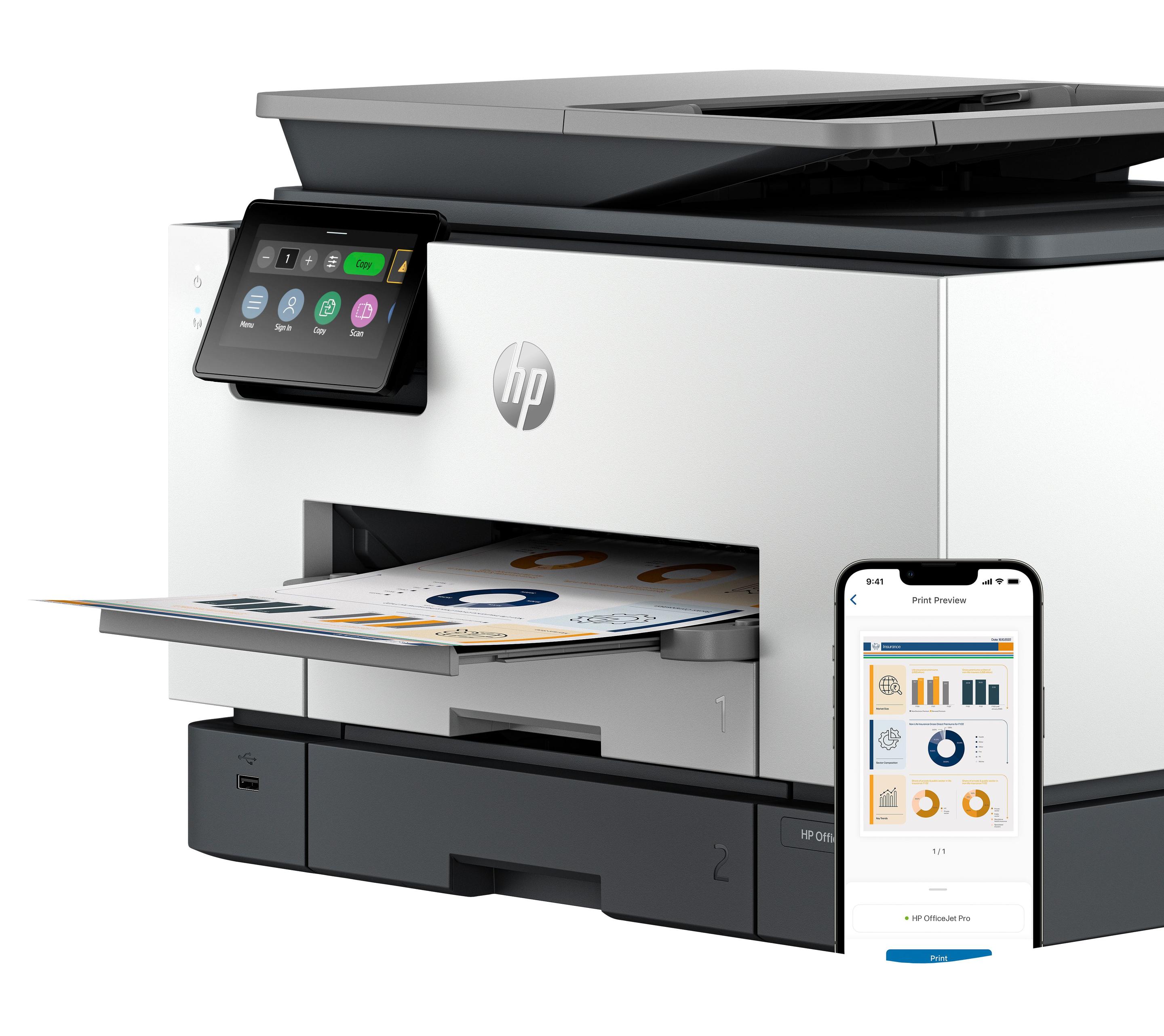 Impressora Multifunções HP OfficeJet Pro 9130b (A4 - Impressão a cores - 500 folhas - Cinzento), miniatura 8