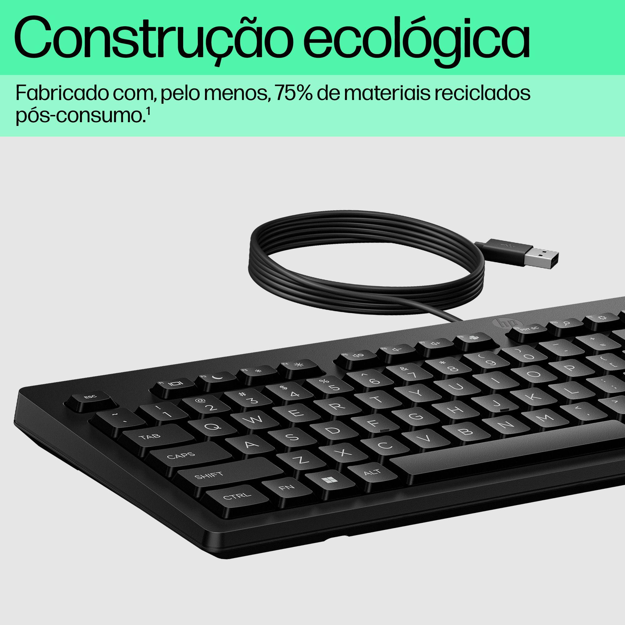 Teclado HP 125 G2 (Plunger key switch - Tamanho completo - USB - Preto) — miniatura 6