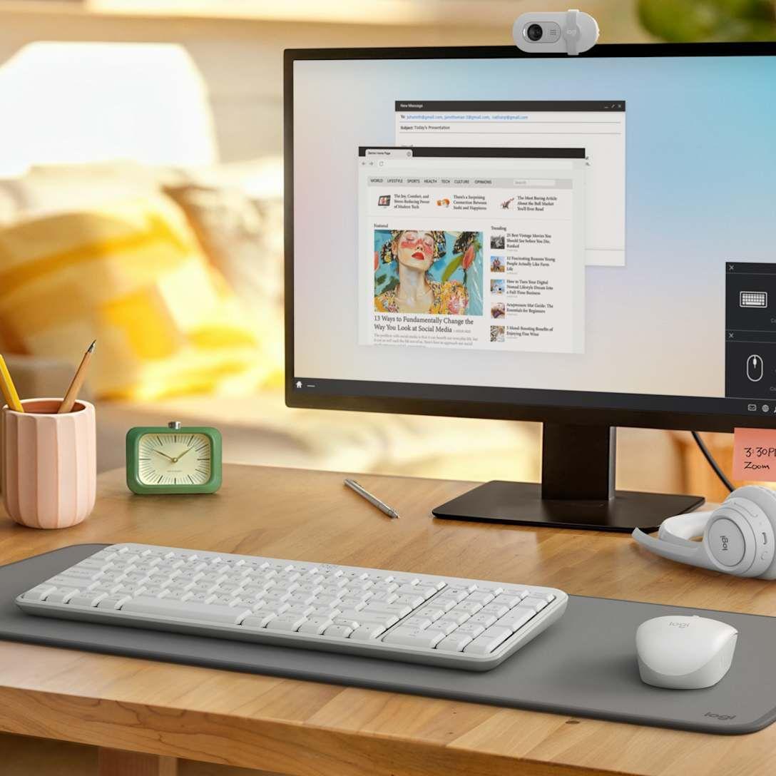 Teclado e Rato LOGITECH MK250 (Espanhol - Em linha reta - RF Wireless+Bluetooth - Branco) — miniatura 6