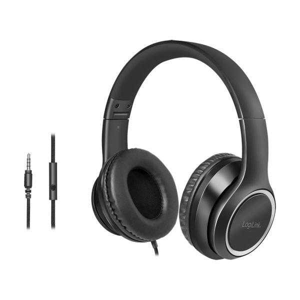 Headset LOGILINK HS0053 (Headset estéreo com microfone - Com fios - Circum-aural - Preto e Prateado), miniatura 3