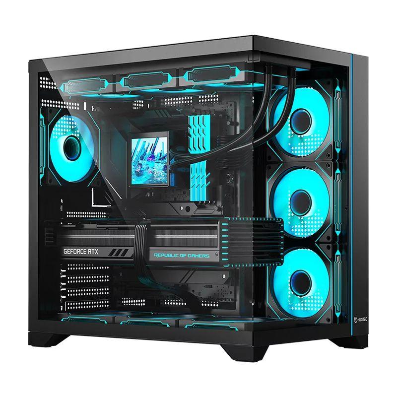 Caixa Gaming HIDITEC H3 PRO (ATX, Micro ATX, ITX, BTF - Midi Tower - ATX, Micro ATX, Mini-ITX, BTF - Preto/Transparente)
