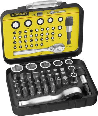 Conjunto de Pontas e Chaves de Caixa STANLEY 1-13-906 (39 Peças - Pontas de 25 mm)