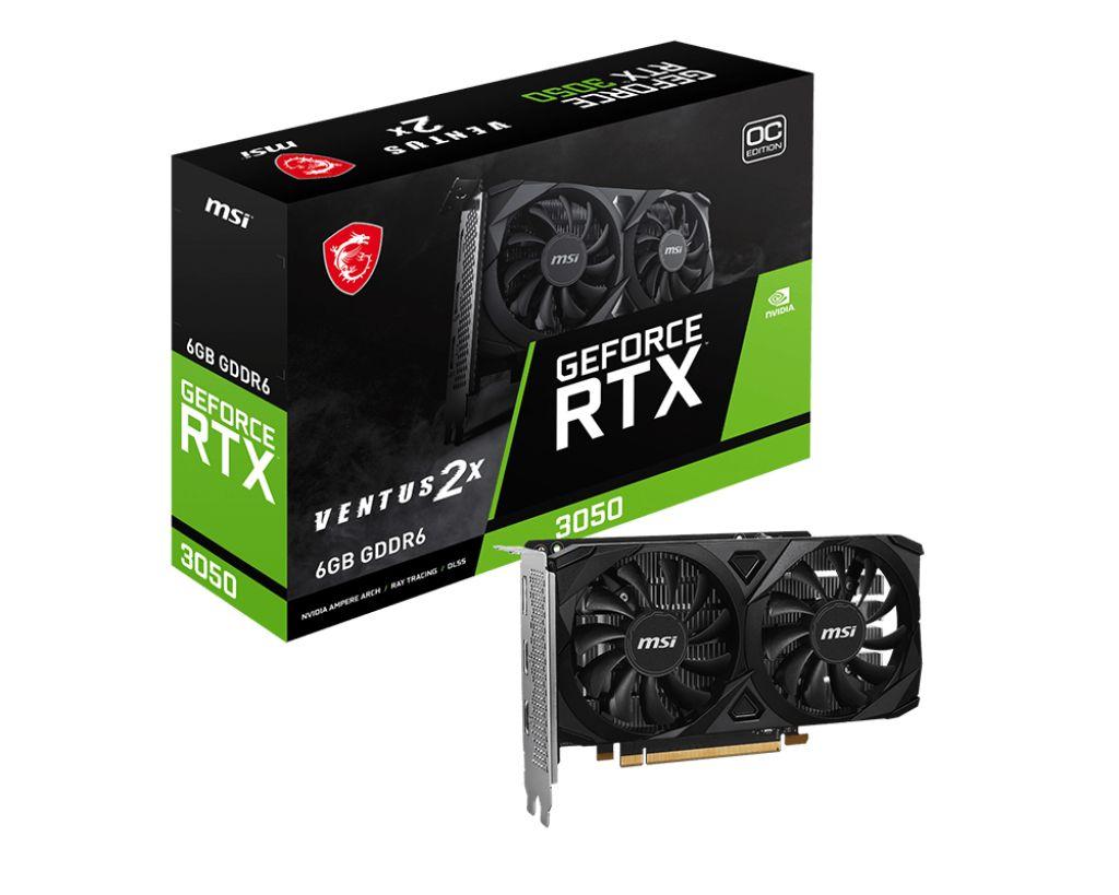 Placa Gráfica MSI GeForce RTX 3050 VENTUS 2X E 6G OC (GeForce RTX 3050 - 14 Gbps - 6 GB - Preto) — imagem 1