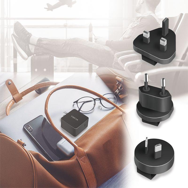 Carregador de Viagem LOGILINK PA0302 (65 W - Preto), miniatura 8