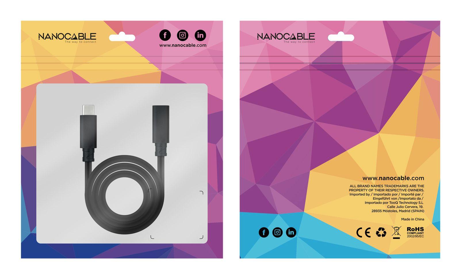 Cabo Prolongador USB-C NANOCABLE 10.01.4501 (1 m - USB C - Preto) — miniatura 7