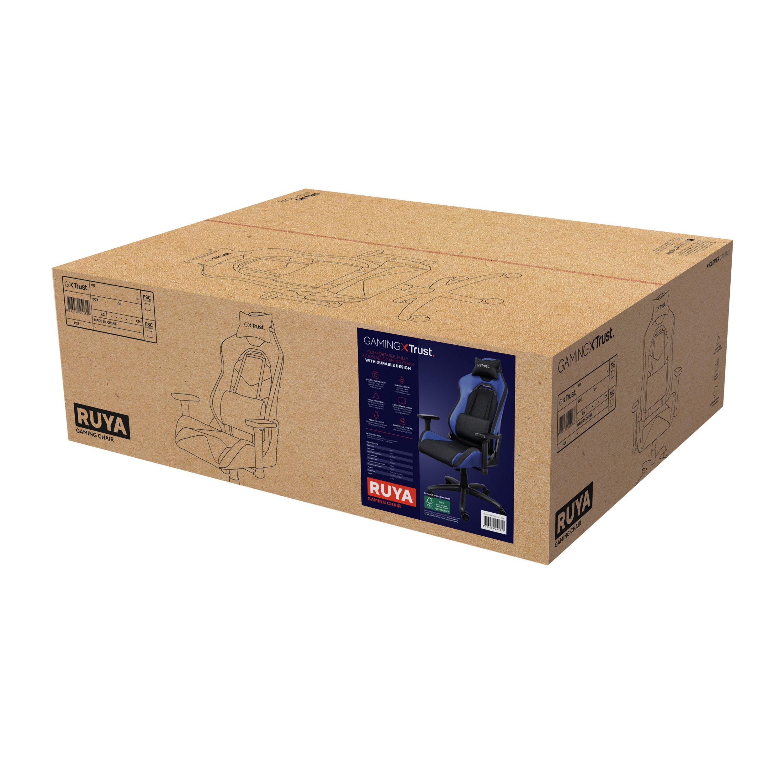 Cadeira Gaming TRUST GXT 714 RUYA (150 kg - 10 cm - Couro, Poliuretano - Preto e Azul) — miniatura 6