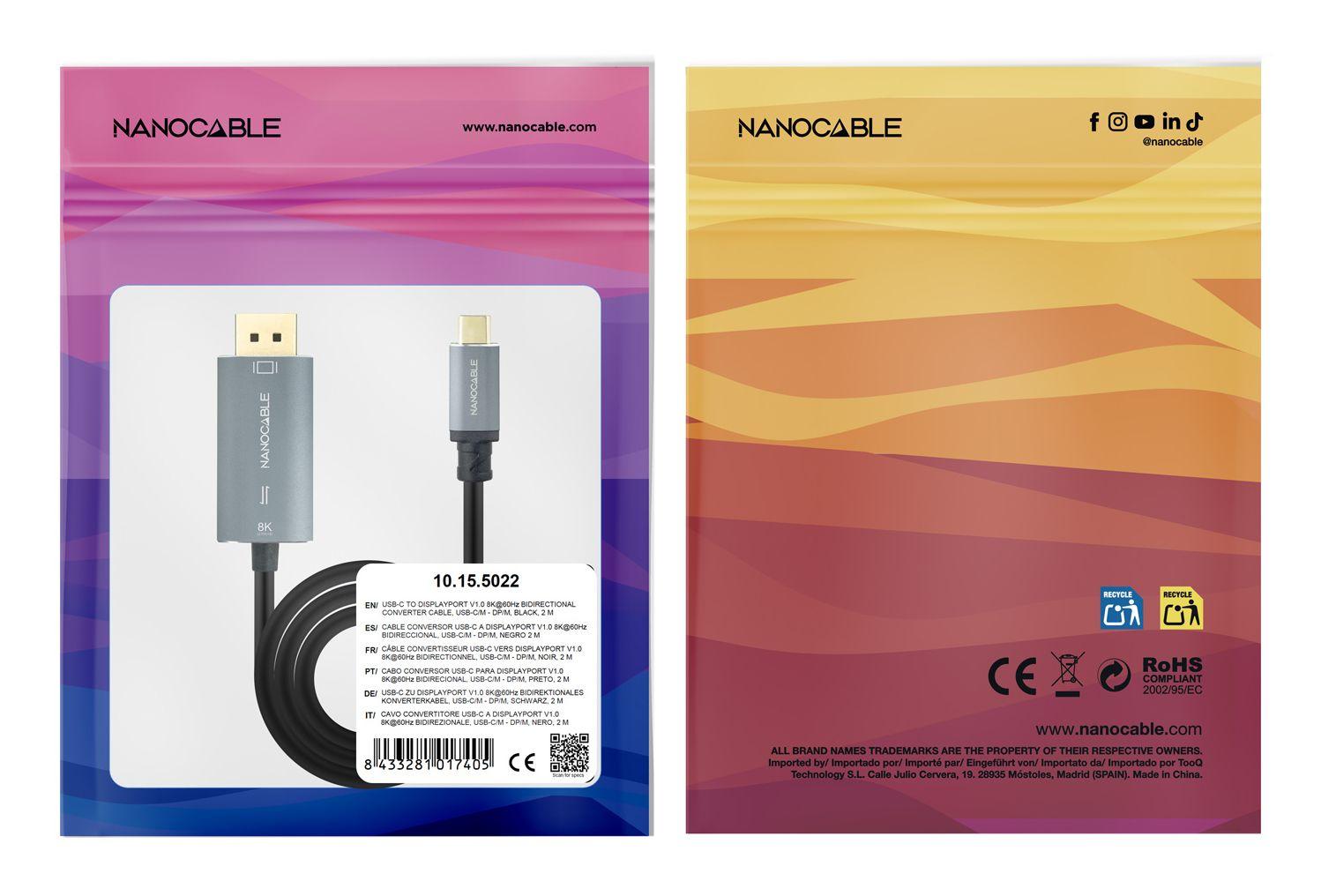 Cabo USB-C para DisplayPort NANOCABLE 10.15.5022 (2 m - USB Type-C - Preto) — miniatura 4
