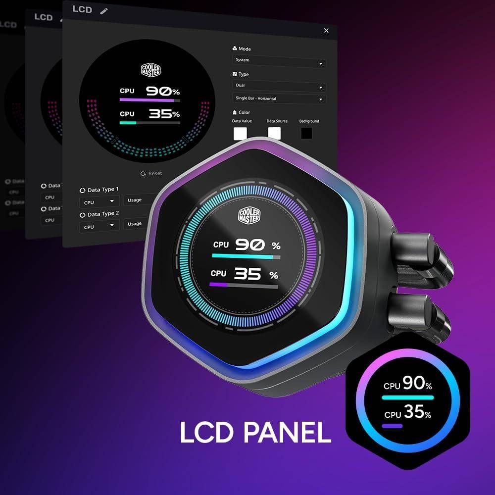 Kit de Refrigeração Líquida COOLER MASTER MasterLiquid 360 Atmos II LCD (AIO 360 mm - ARGB - Ecrã LCD 2,1" - Preto), miniatura 3