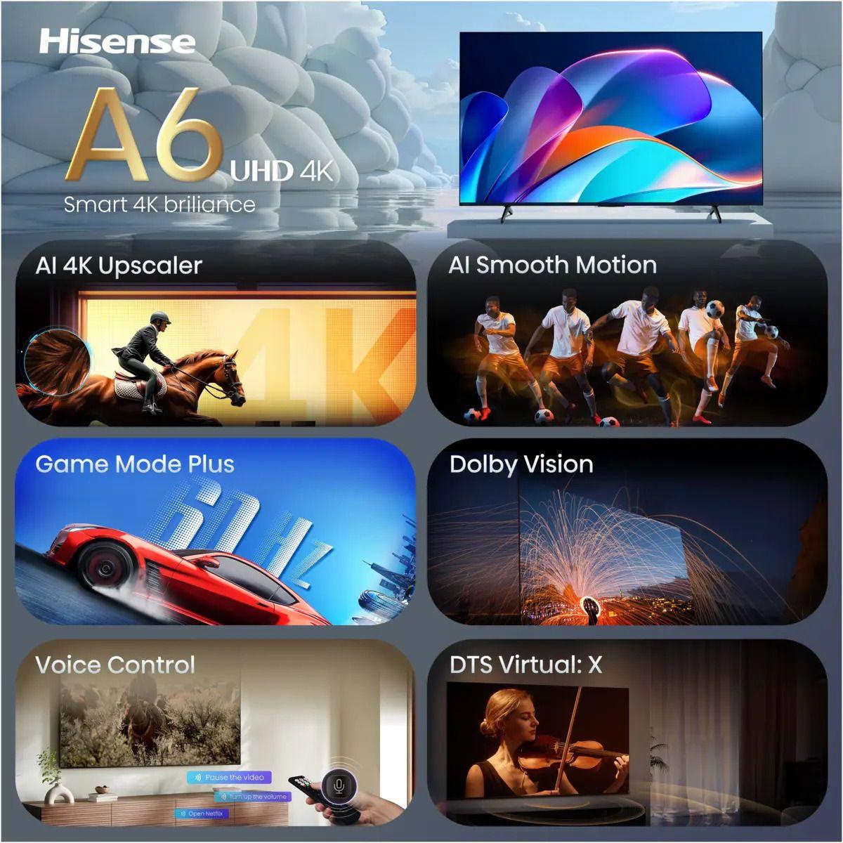 Televisão HISENSE TV 58A6S (58" - DLED - 4K Ultra HD - Preto), miniatura 3