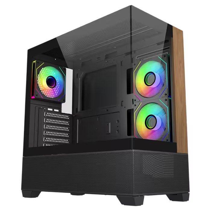 Caixa PC COOLER MASTER Elite 690 Wood (ATX, ITX, micro ATX - Midi Tower - Aço, vidro temperado, madeira - Preto) — miniatura 2