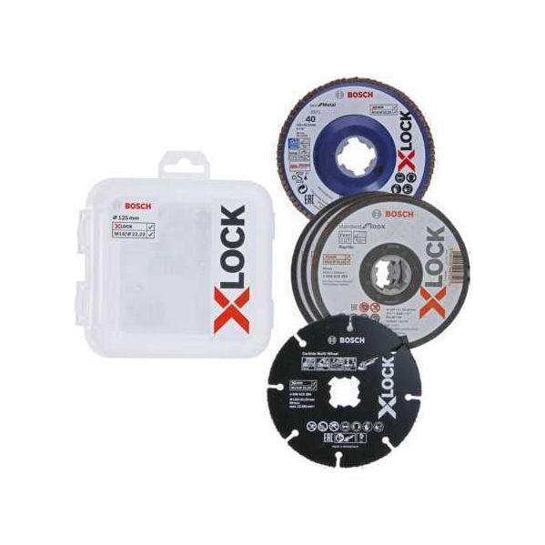 Conjunto de Discos de Corte e Desbaste BOSCH X-LOCK 2608619374 (Preto, Azul e Branco)