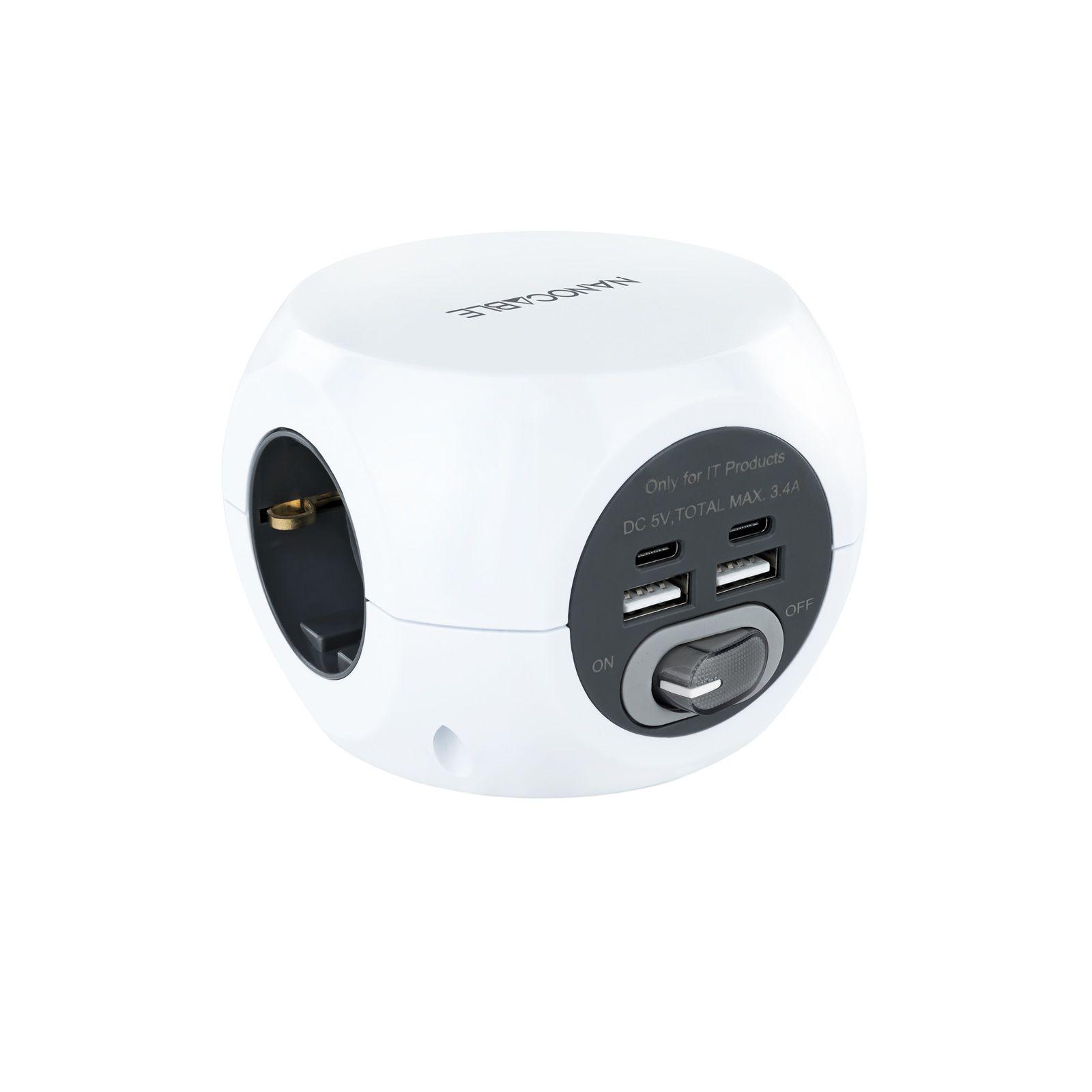 Bloco de Tomadas NANOCABLE 10.37.0001 (3680 W - Branco)